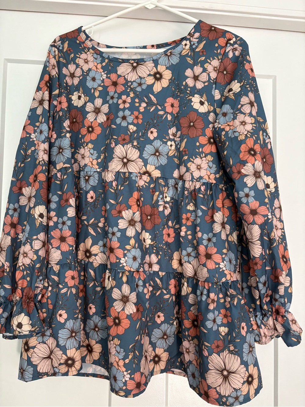 Blue Floral Babydoll Peplum Top